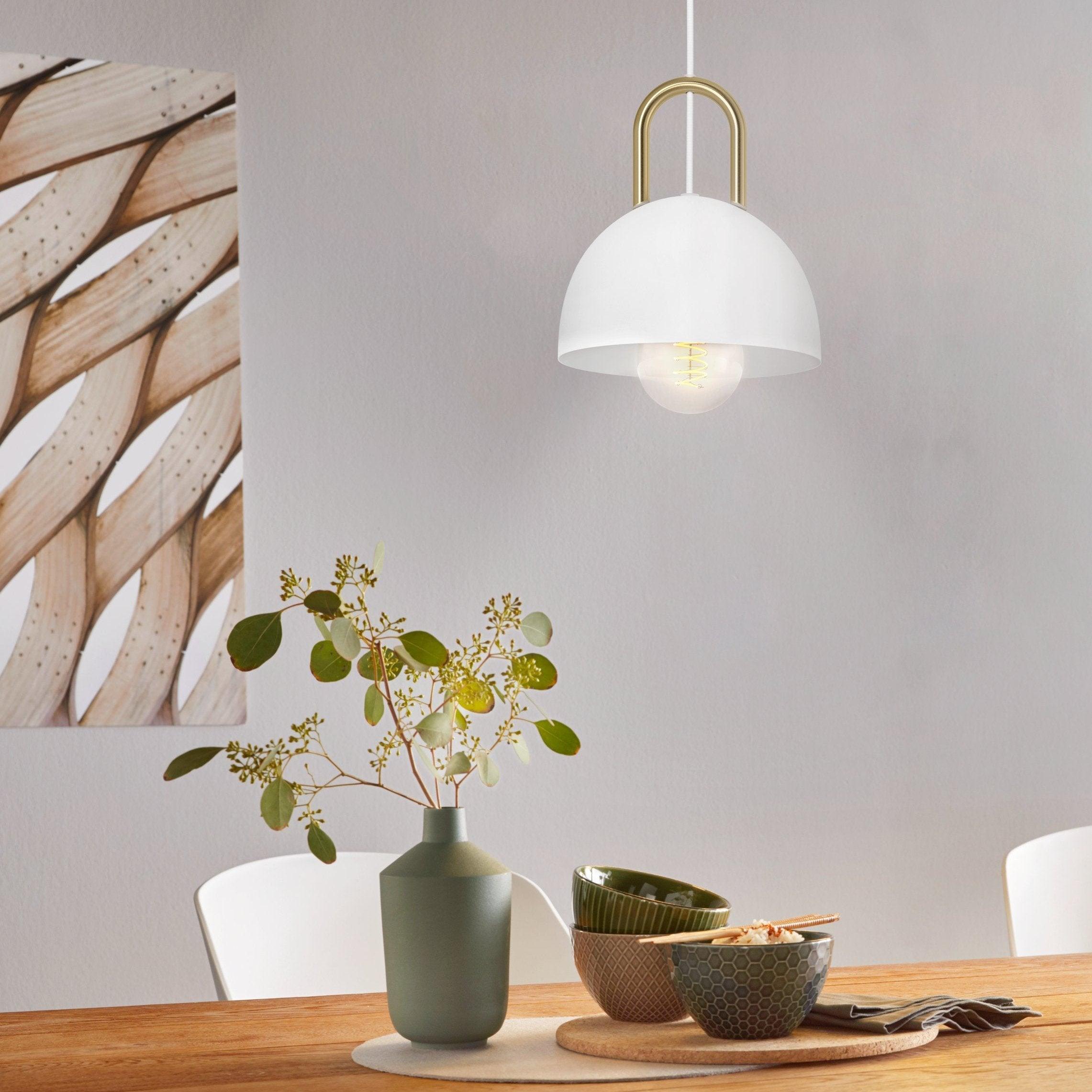 eglo calmanera white brass round ceiling pendant