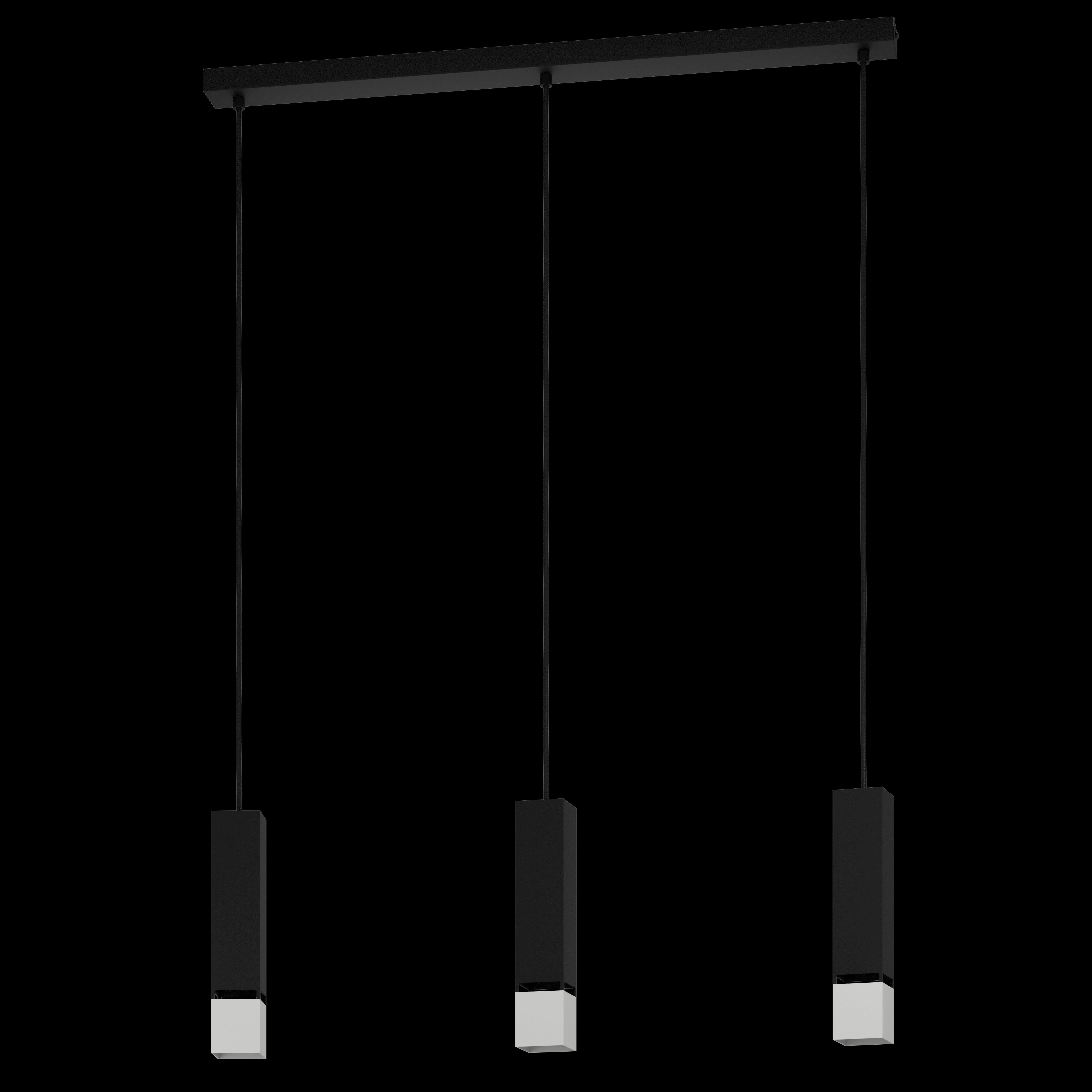 eglo butrano 3 light black silver bar shaped pendant living room image