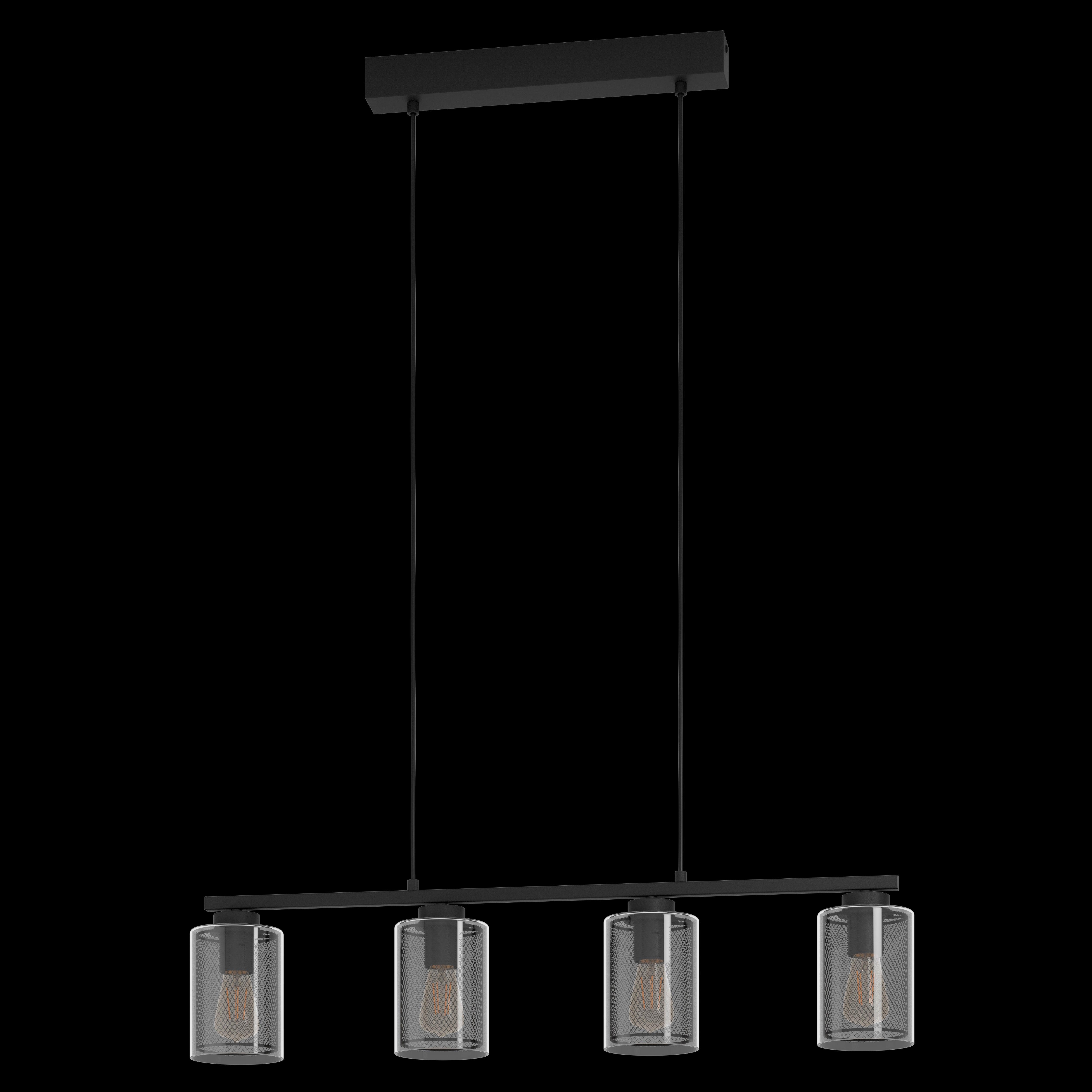 eglo zocabon 4 light black metal glass ceiling pendant living room image