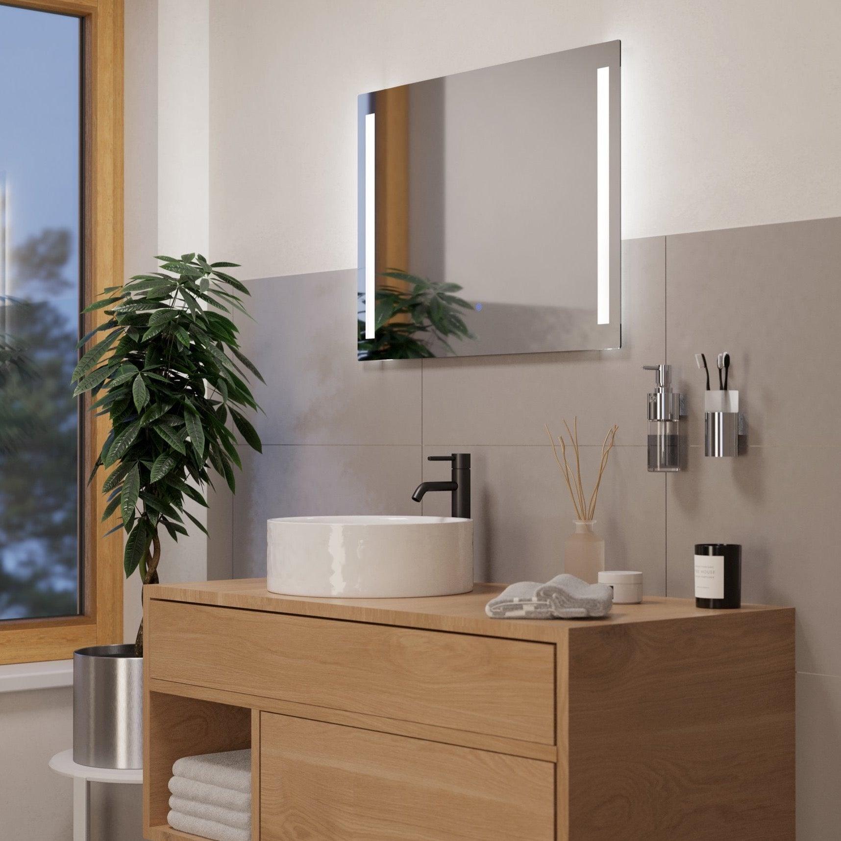 eglo buenavista ip44 led touch bathroom mirror with lights 80cm