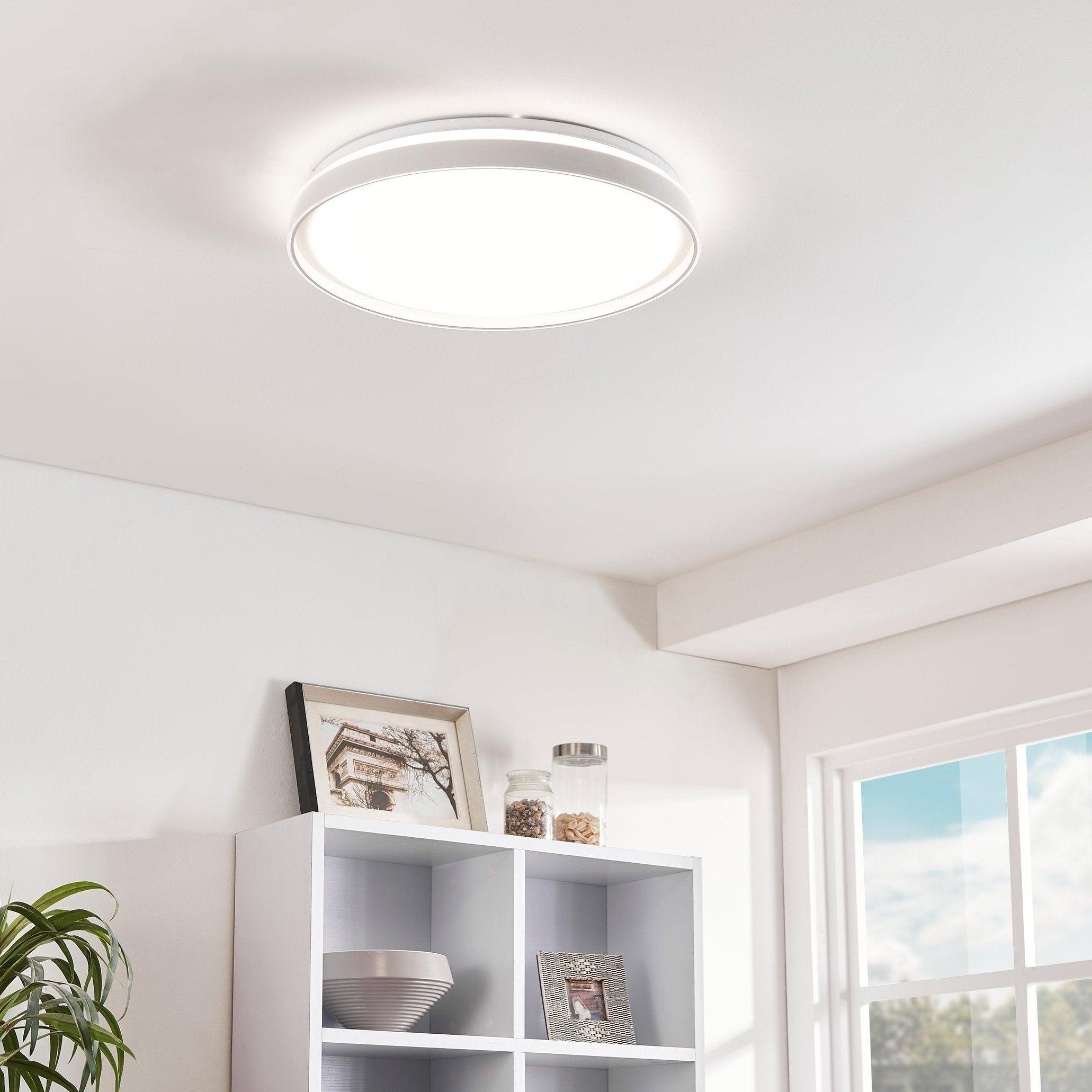 eglo seluci white circular led flush ceiling light 49cm