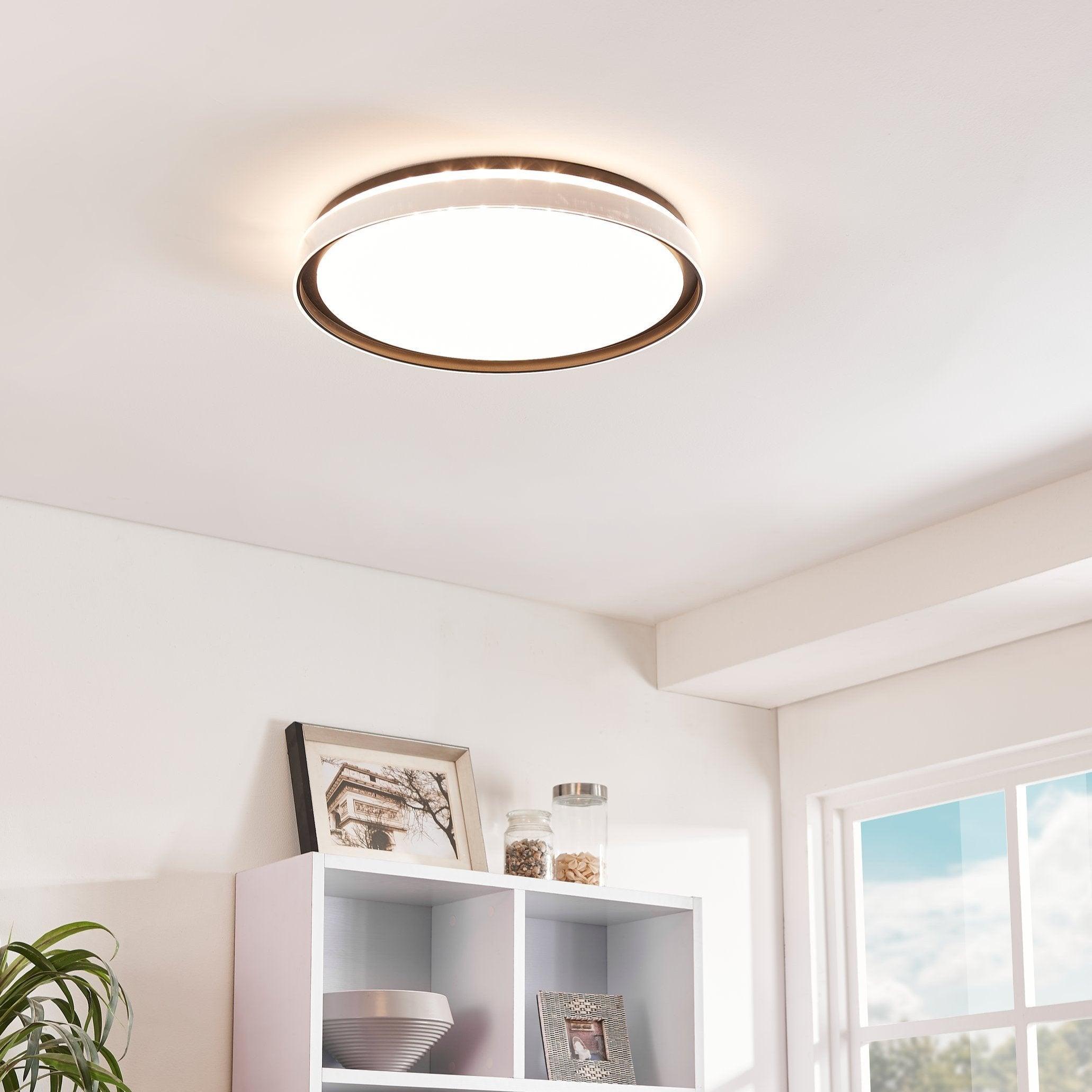 eglo seluci black surround circular led flush ceiling light 49cm