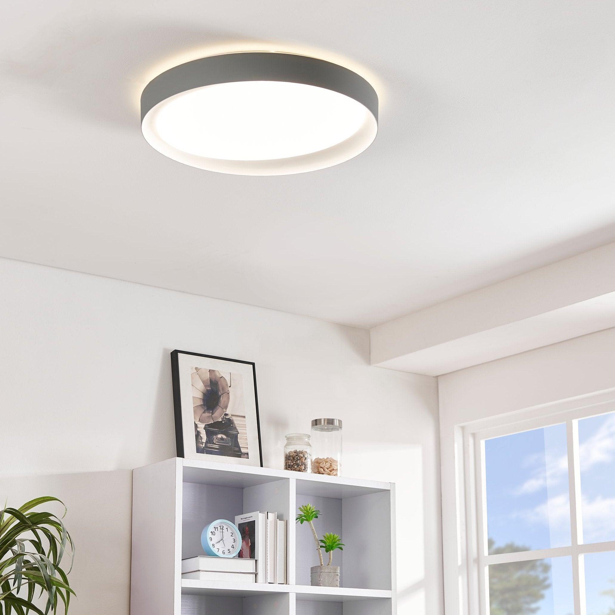 eglo laurito grey surround circular led flush ceiling light 49cm