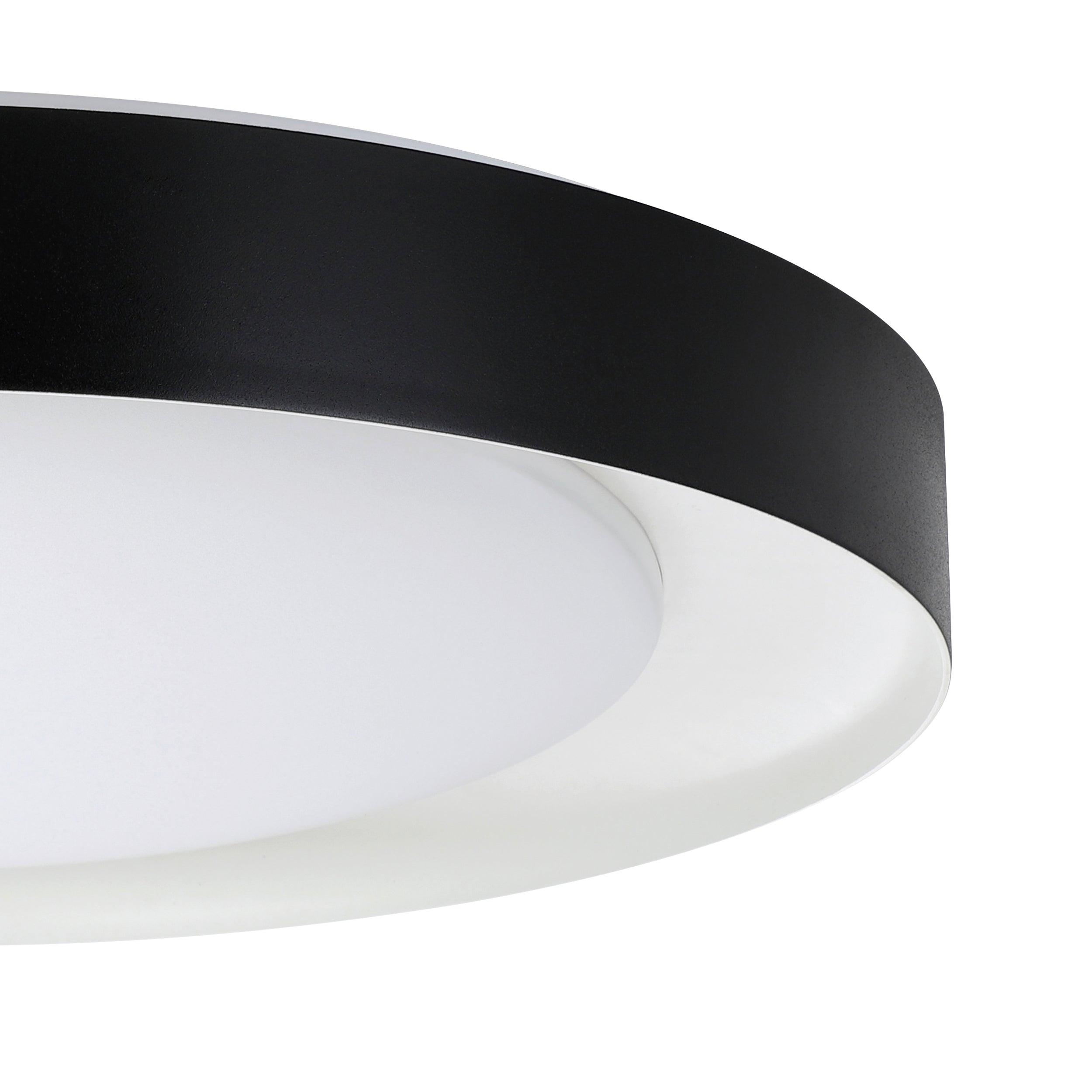 eglo laurito black surround circular led ceiling flush 49cm kitchen lighting