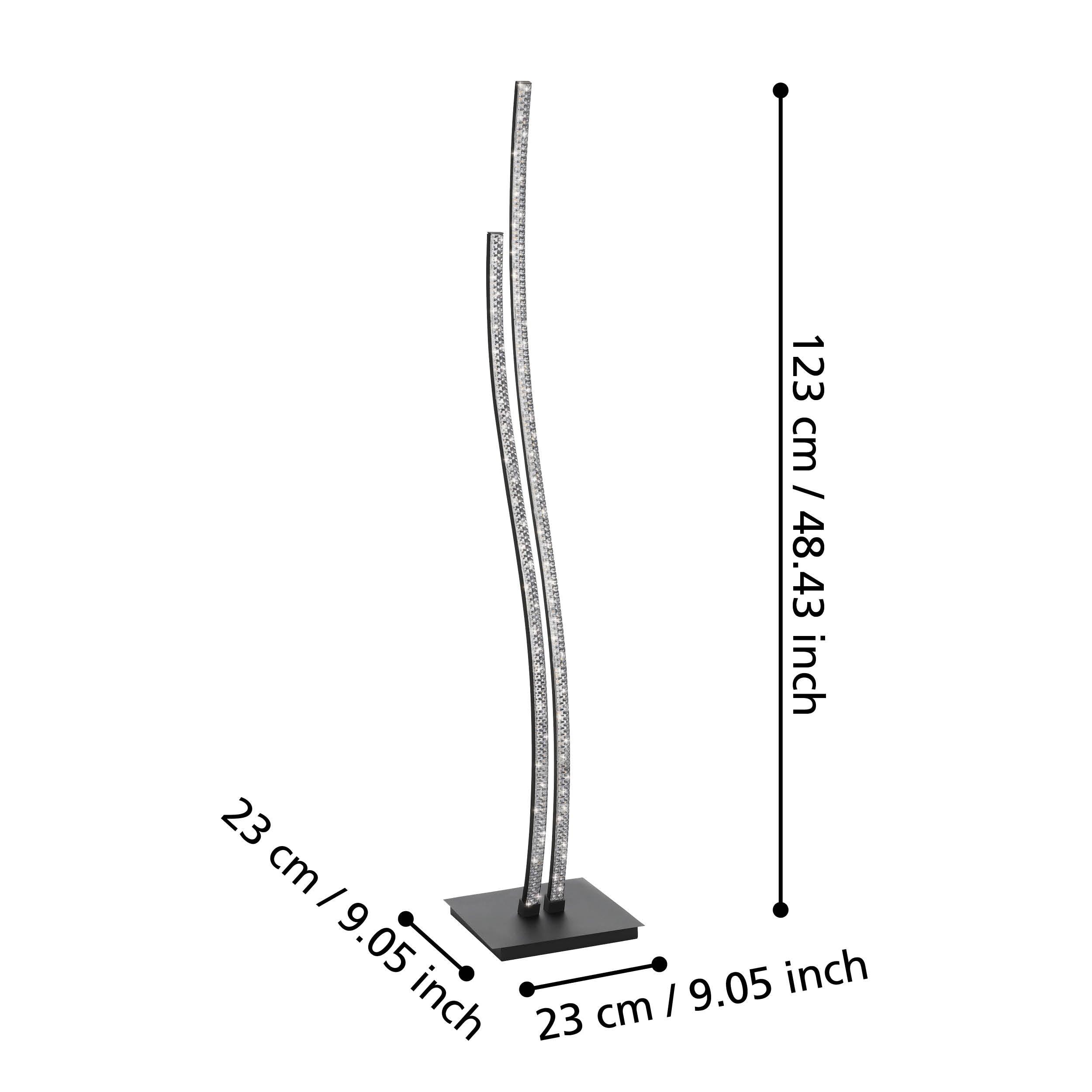eglo lejias led black floor lamp with plastic crystal finish living room close up