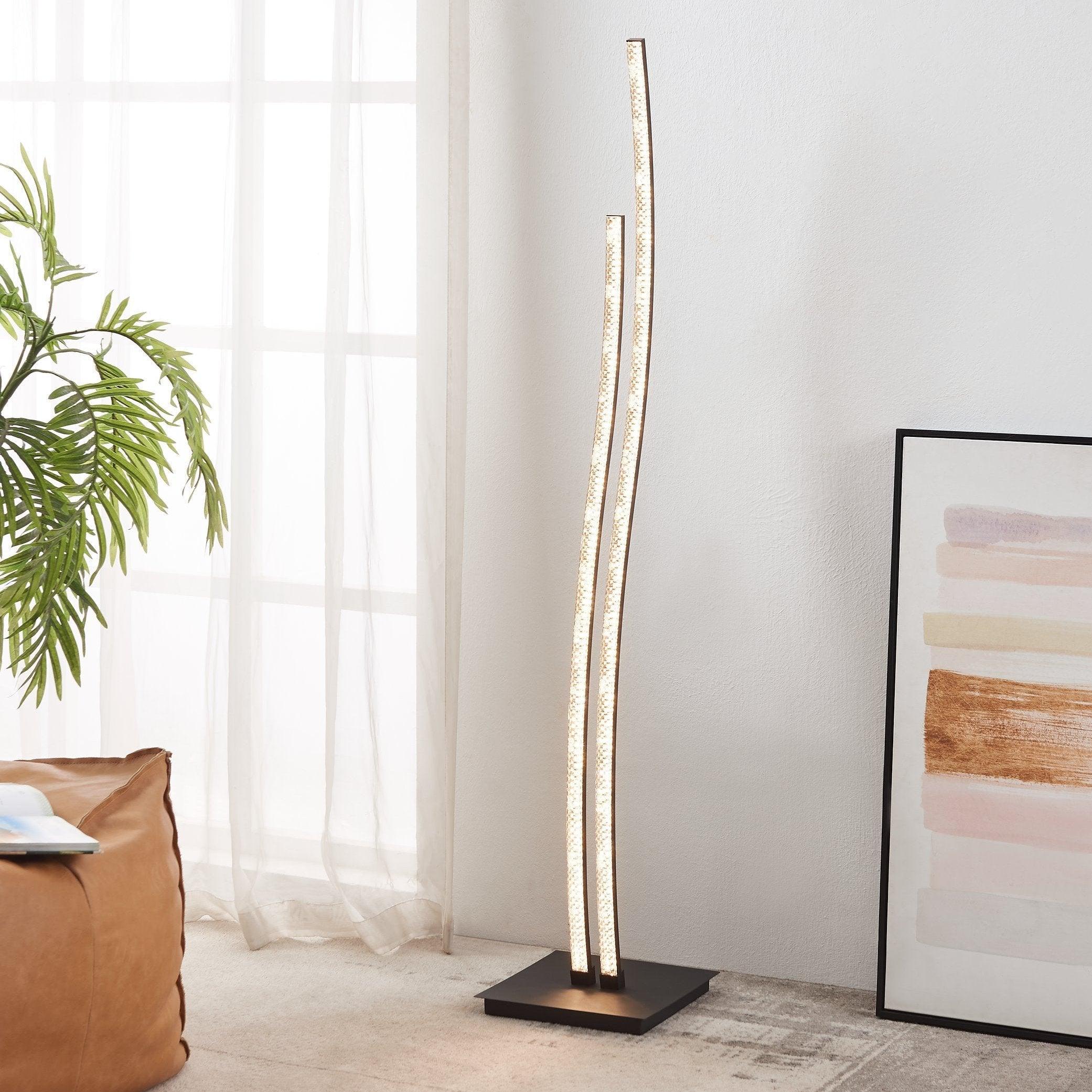 eglo lejias led black floor lamp with plastic crystal finish