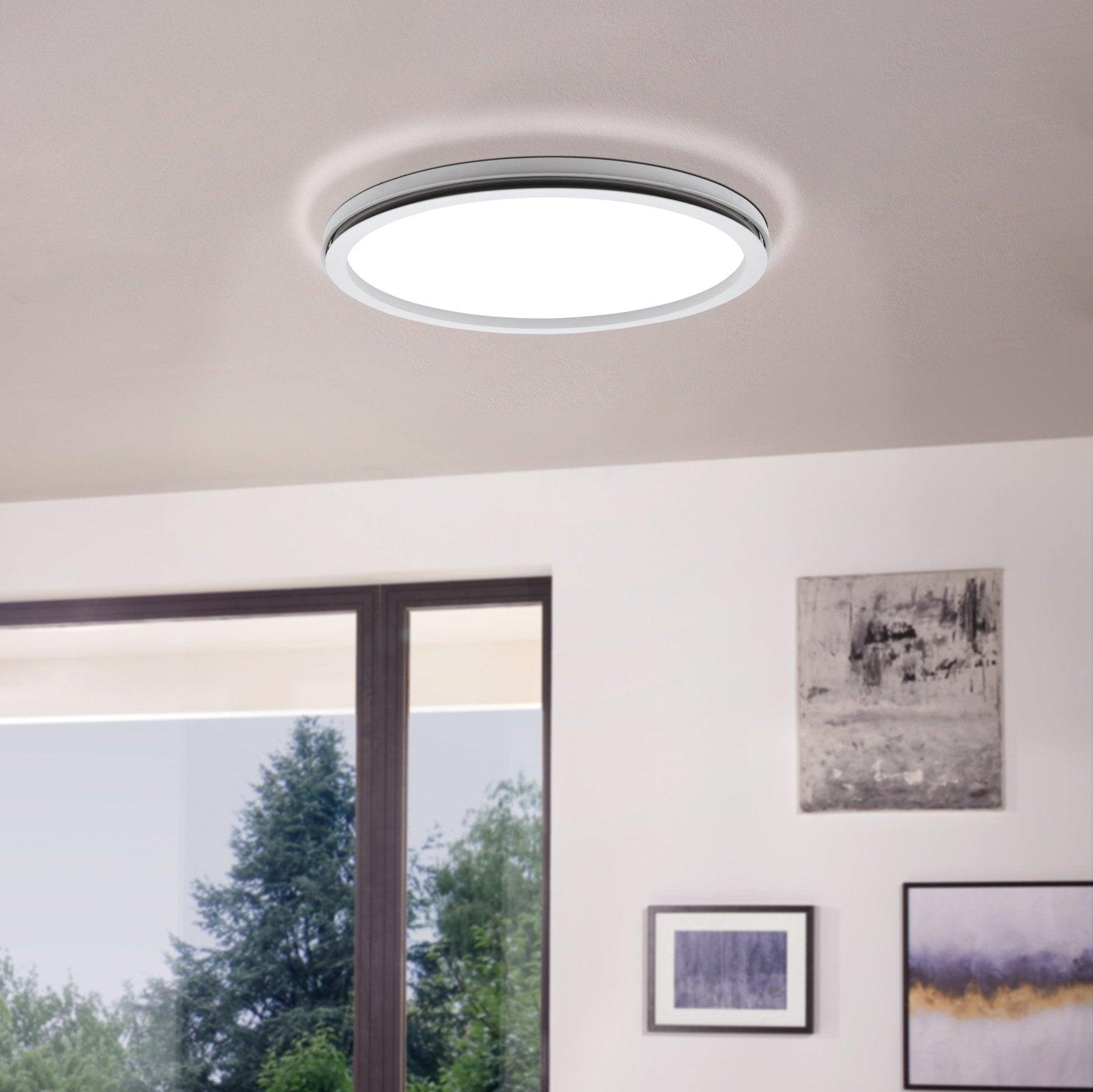 eglo lazaras white round led remote controlled flush ceiling light