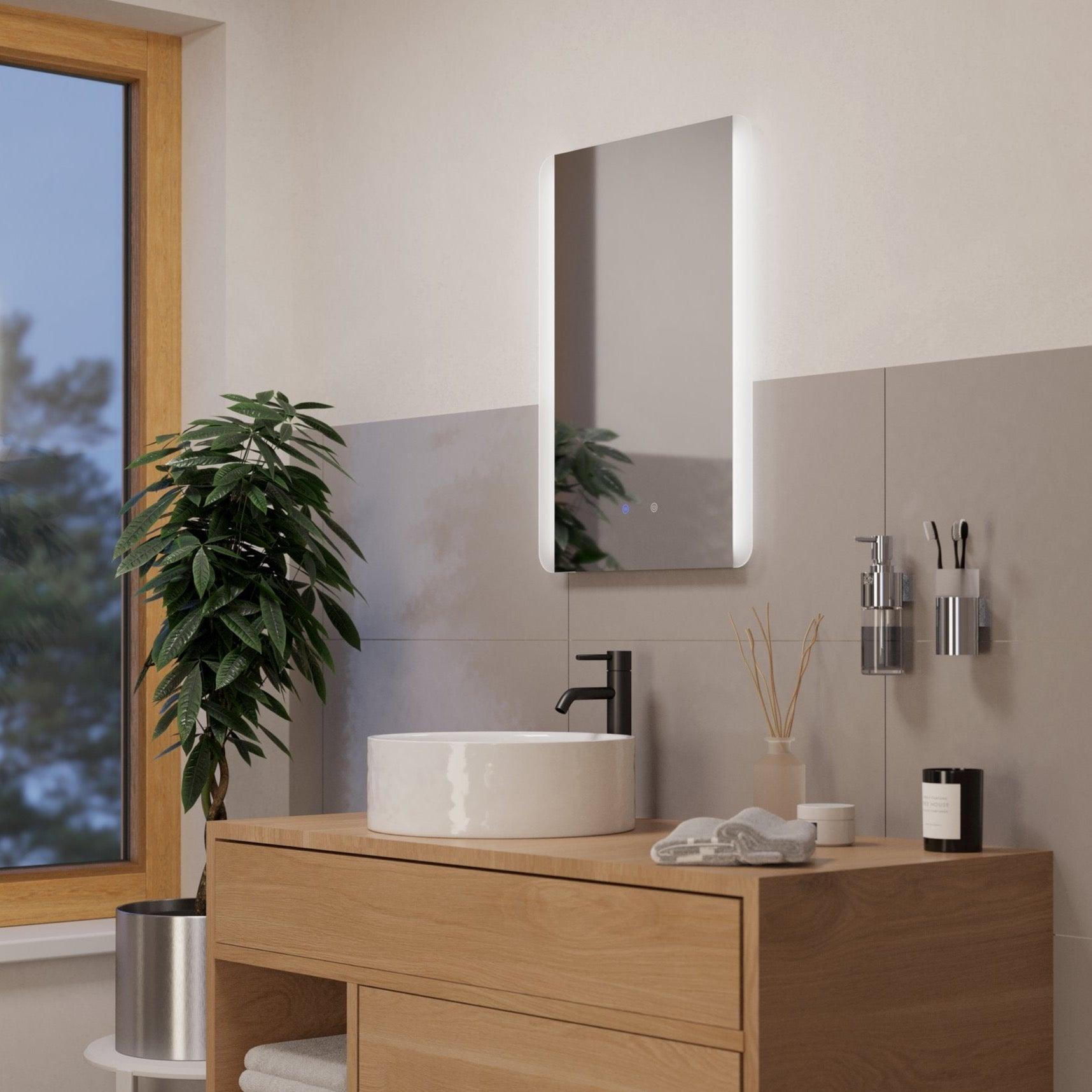eglo buenavista 2 ip44 led floating rectangular touch bathroom mirror