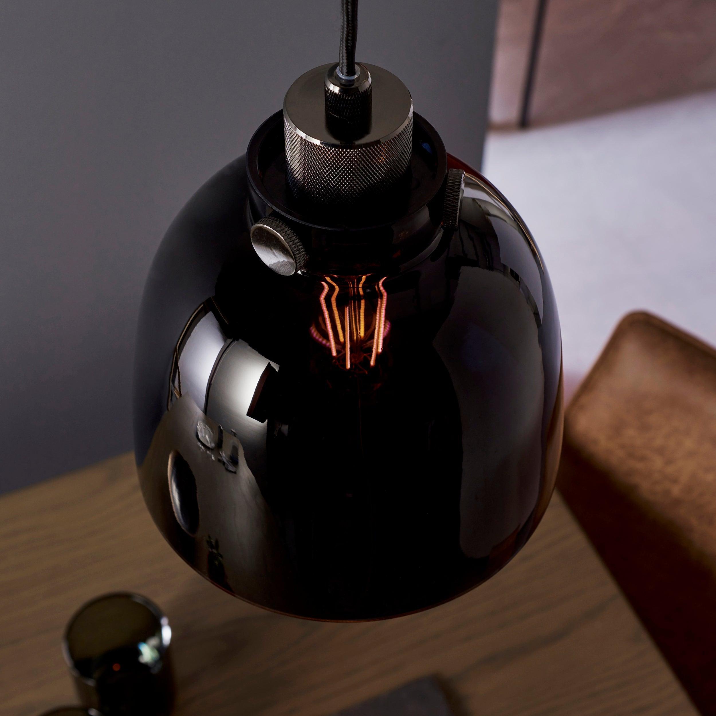Reading Black Chrome Pendant With Black Tinted Glass Shade-WAREHOUSE-40-290626