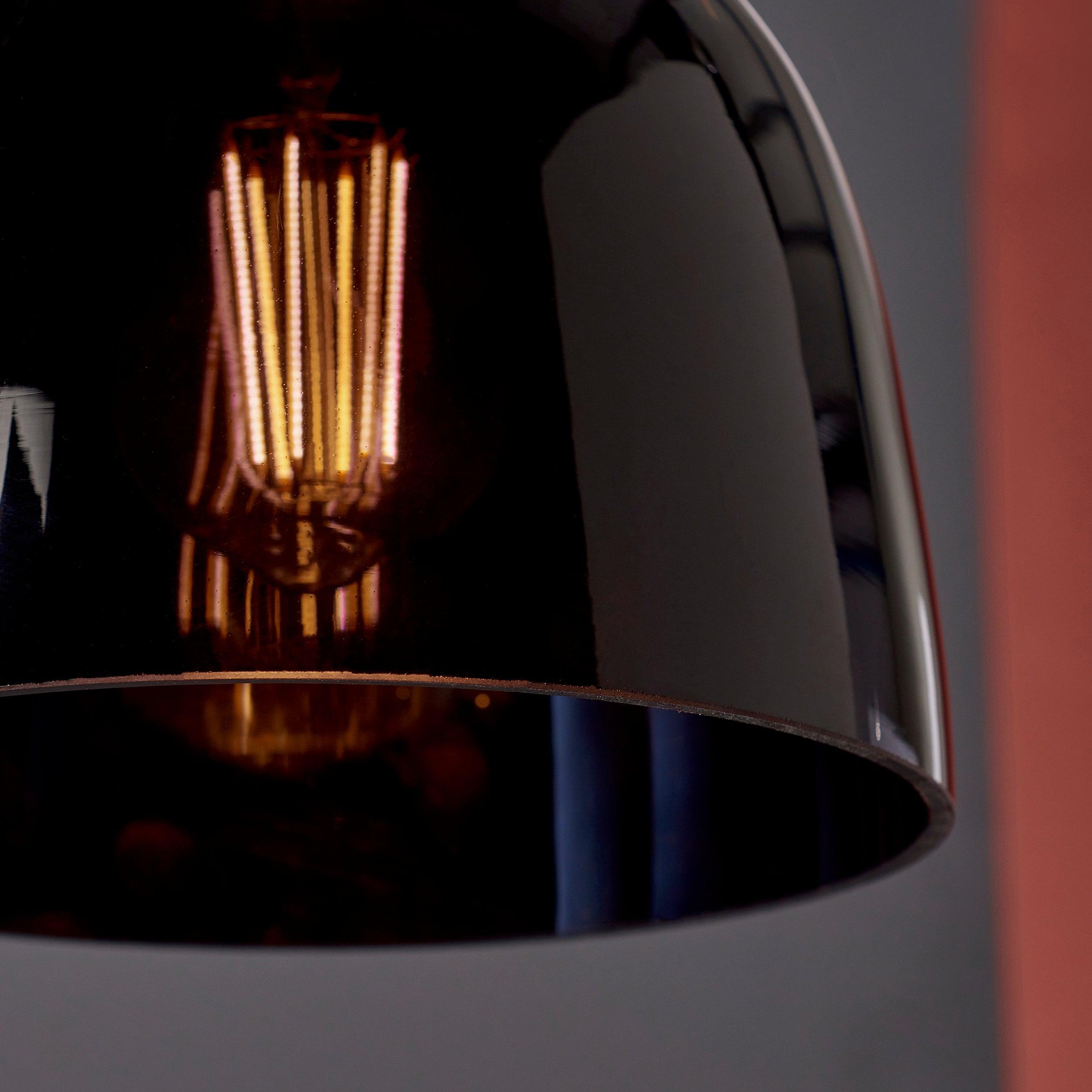 Reading Black Chrome Pendant With Black Tinted Glass Shade