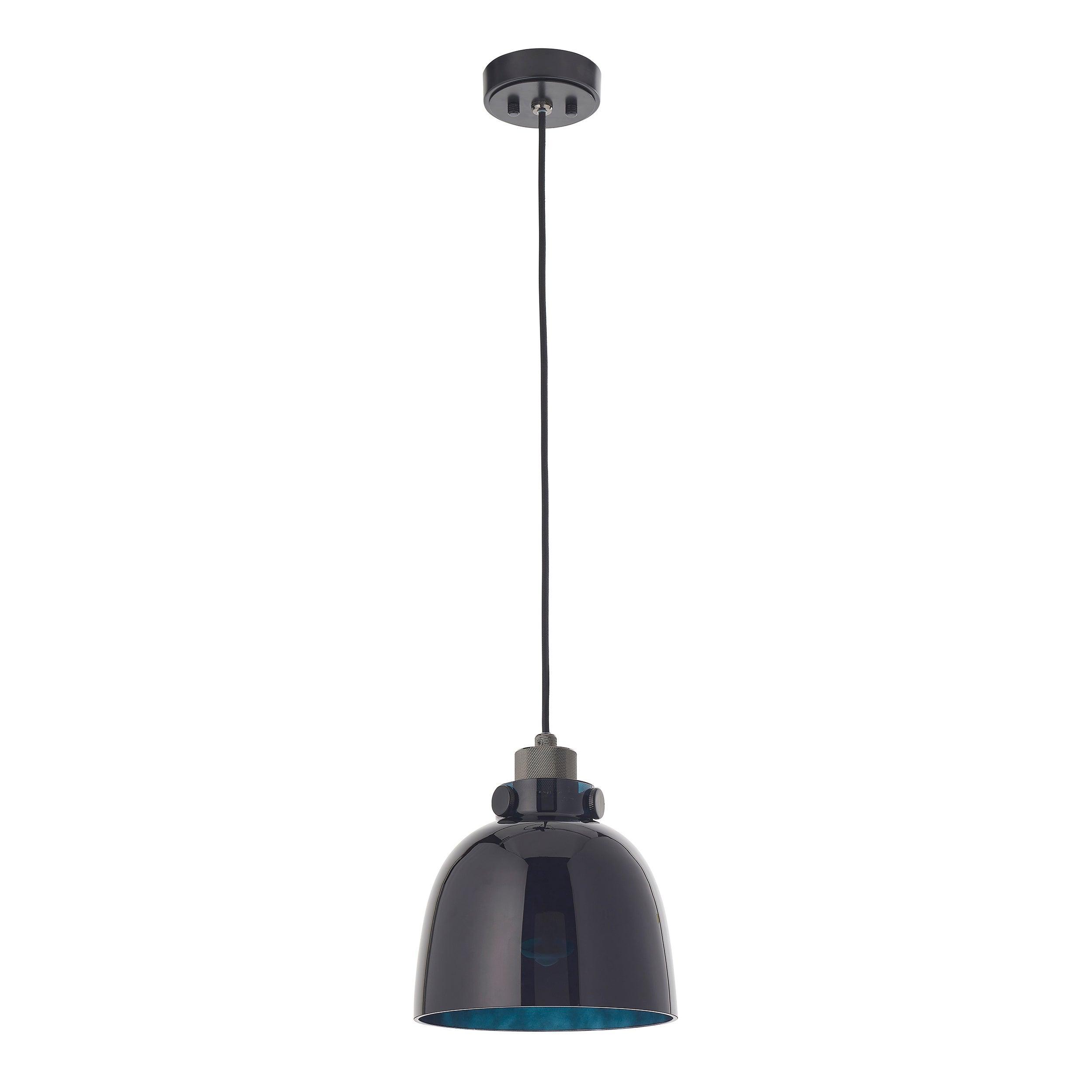 Reading Black Chrome Pendant With Black Tinted Glass Shade
