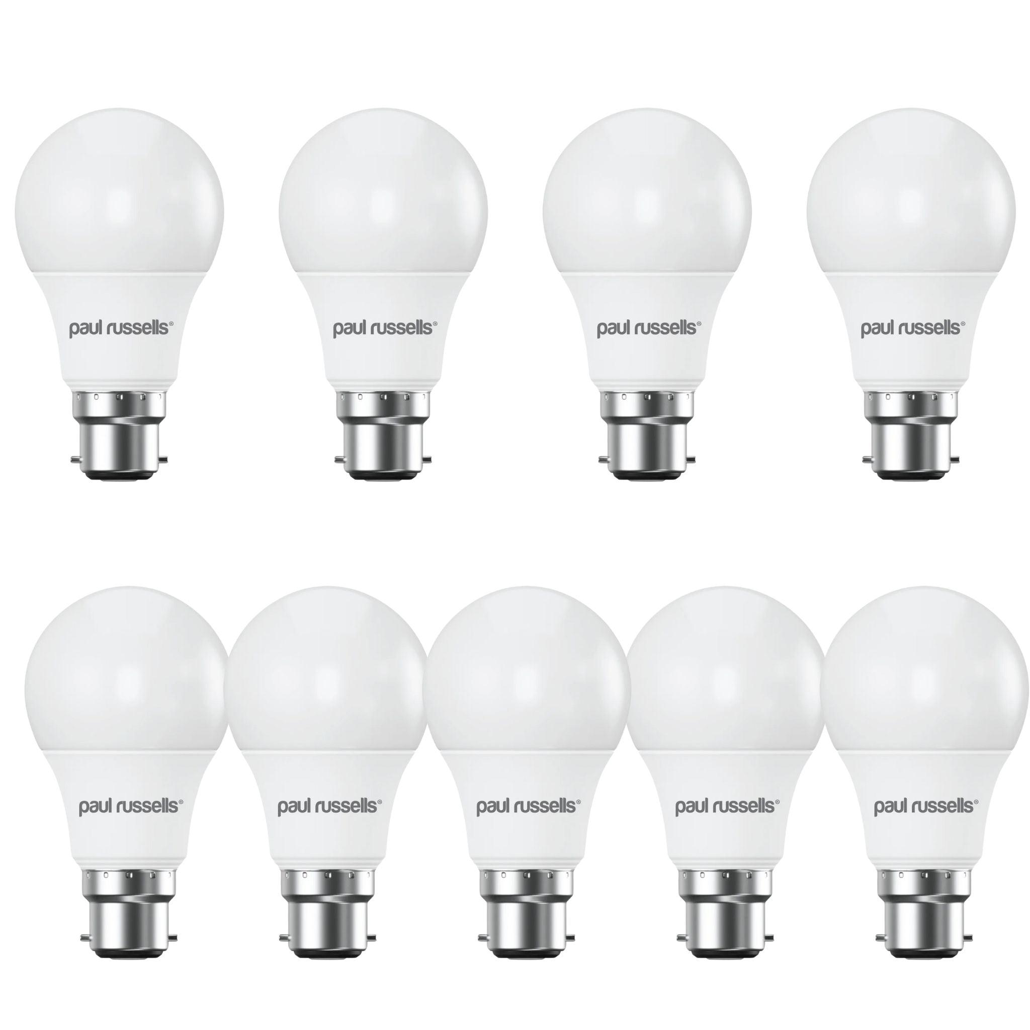 9 X LED Dimmable B22 8.5W (60W) Warm White GLS Bayonet Cap Light Bulbs