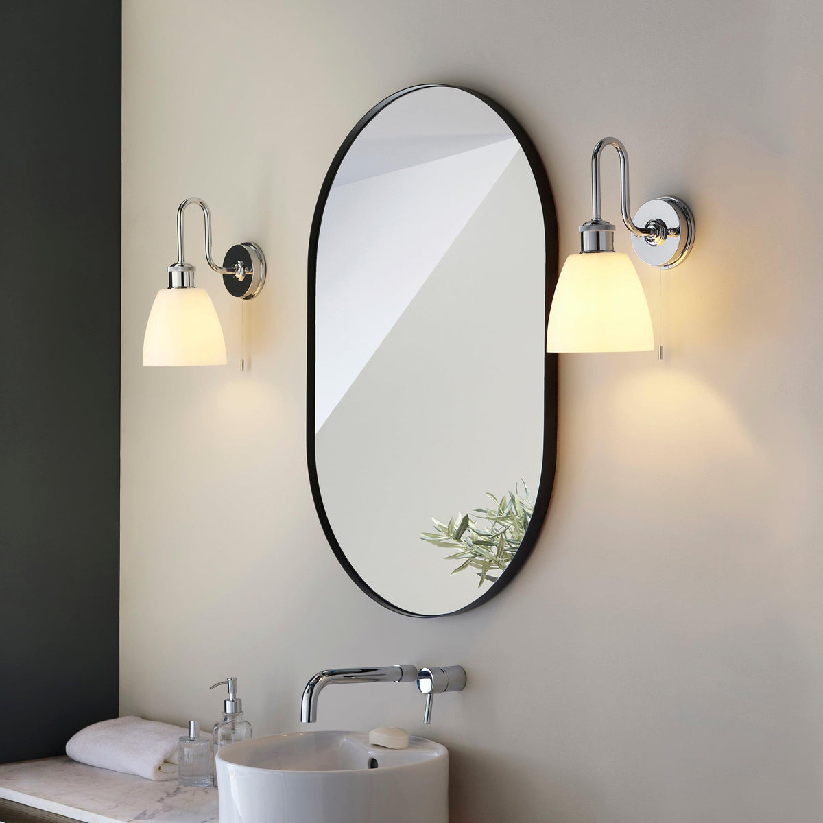 Piper Chrome Bathroom Wall Light With Opal Glass Shade-warehouse-091026