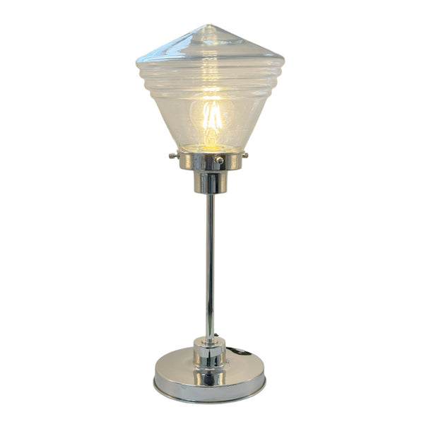 Medium Chrome & Clear Glass School Lamp