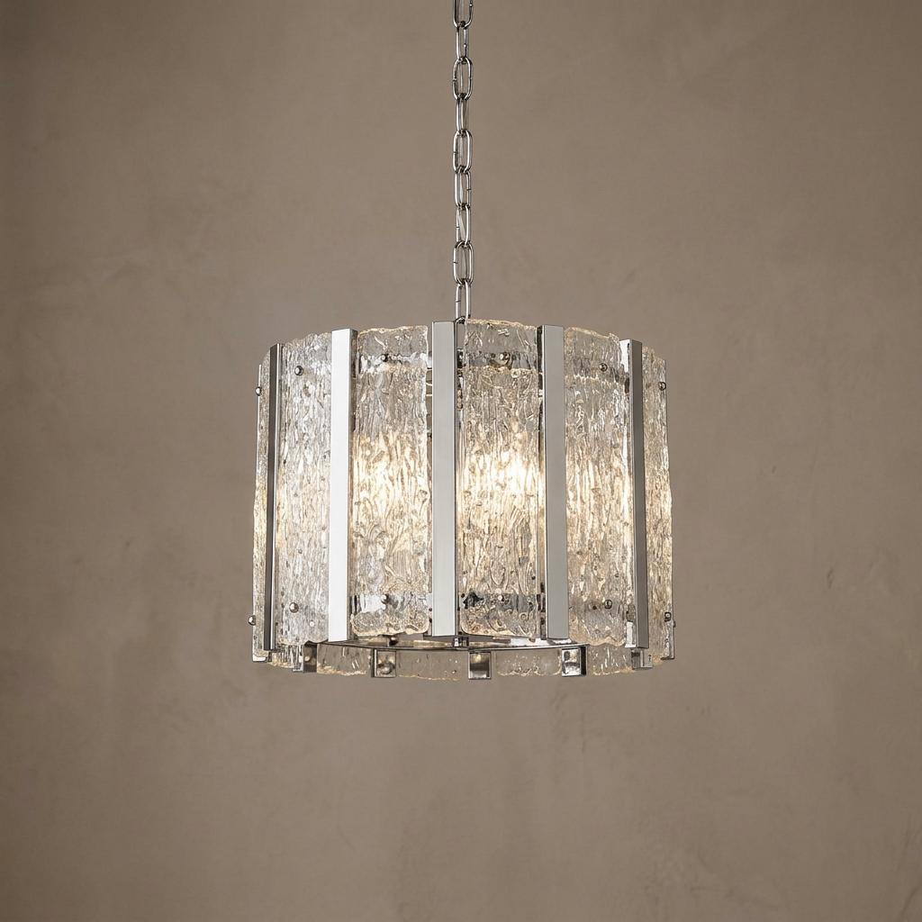 Alexandra 5 Light Satin Silver Pendant Light With Aquatex Glass-warehouse-180926