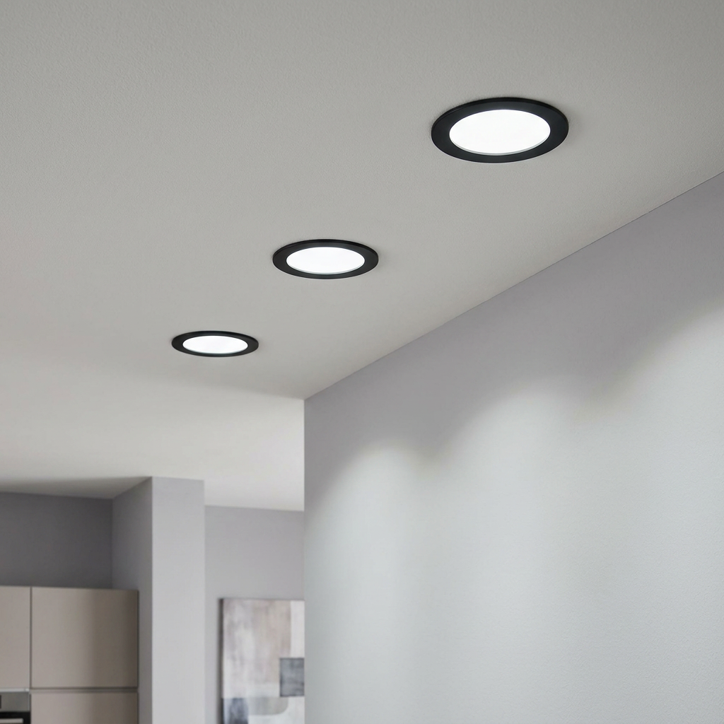 Eglo Fueva 5 Black Cool White LED Recessed Light - 11.7cm by Eglo Lighting — suits kitchens, living rooms & bedrooms