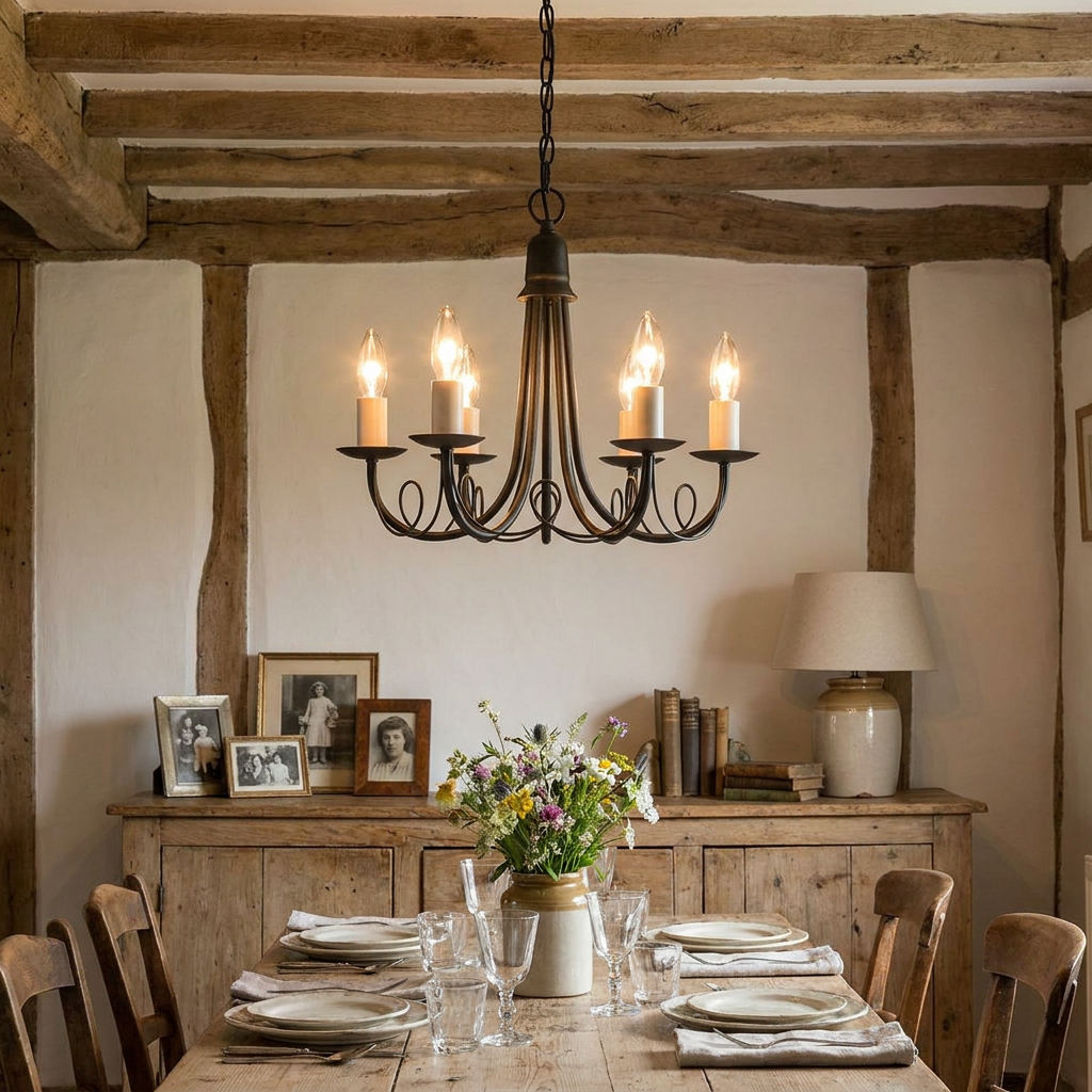 Elstead Minster Black 5 Light Chandelier Ceiling Light