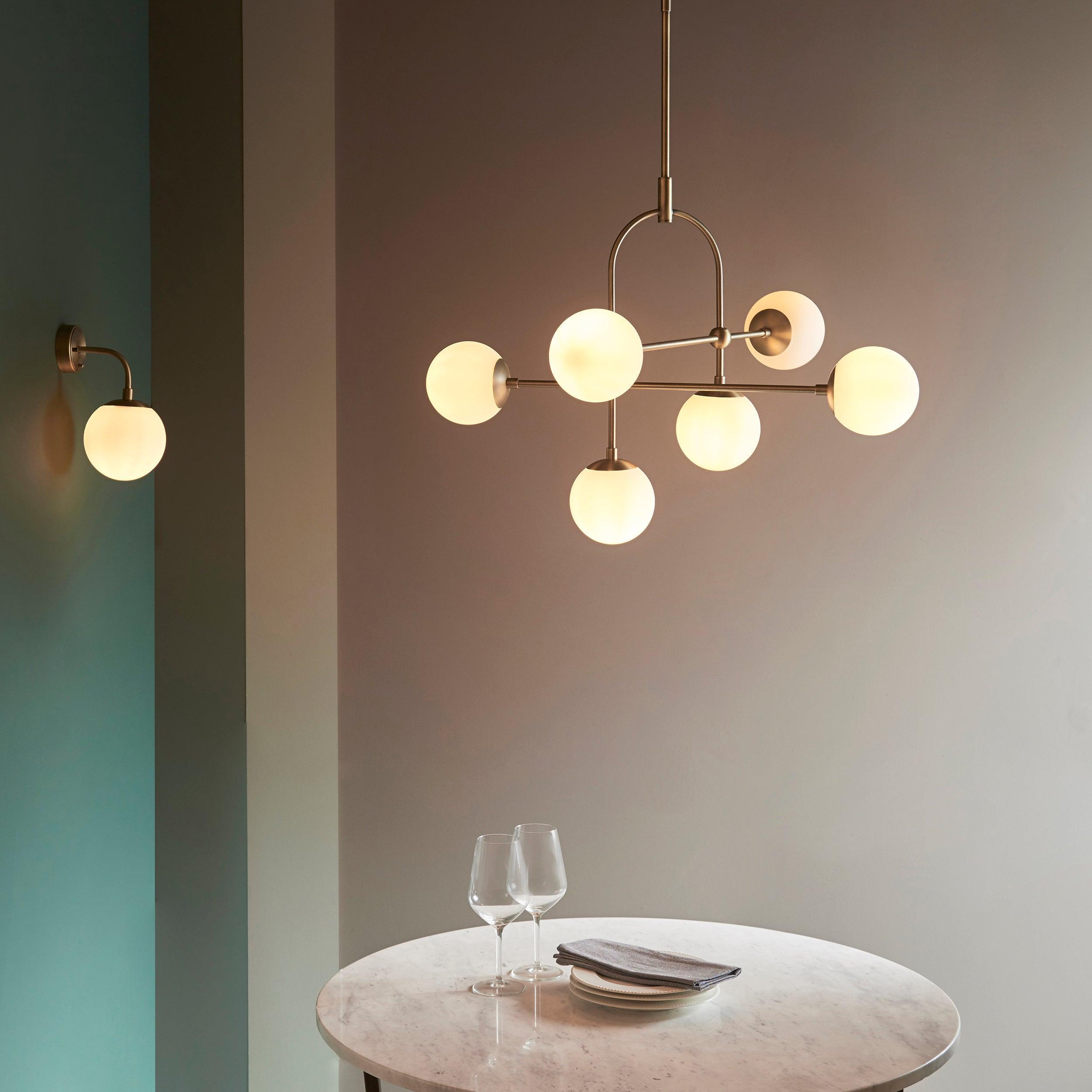 Eldorado Brass Art Deco Wall Light - With Opal Glass Shade-WAREHOUSE-40-240426