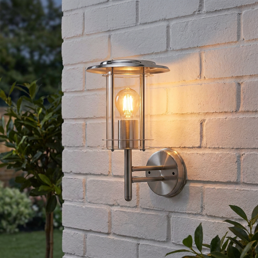 Saxby York Polished Stainless Steel Outdoor Wall Light-WAREHOUSE-40-290626