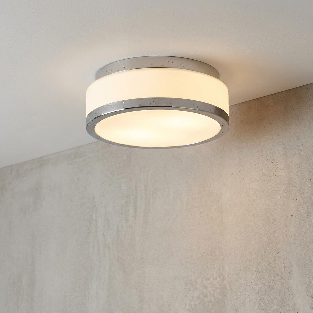 Cheese Bathroom 2 Light Chrome Ceiling Flush White Glass Shade-warehouse-180926