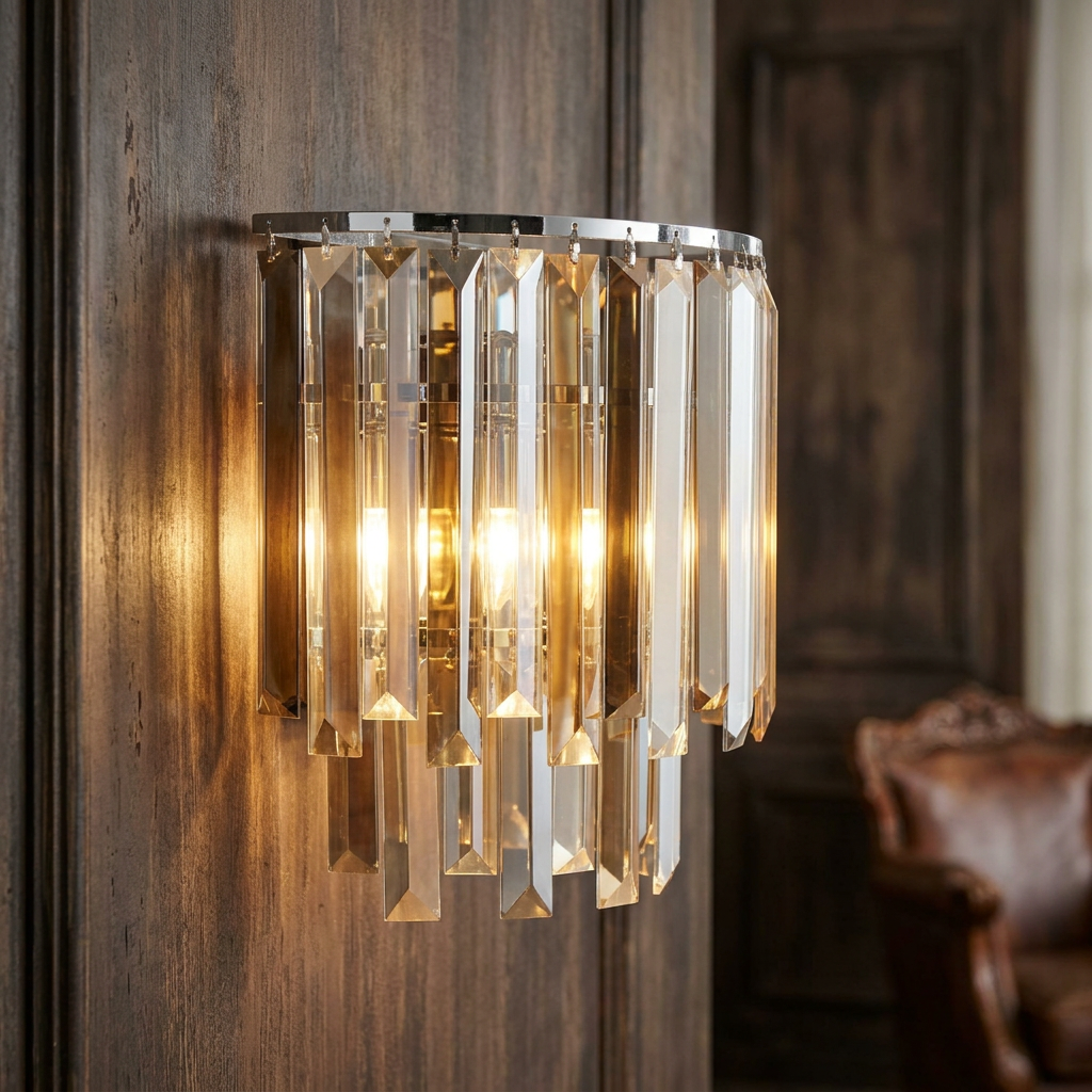 Clarissa 2 Light Chrome Wall Light - Crystal Prism Drops-warehouse-180926