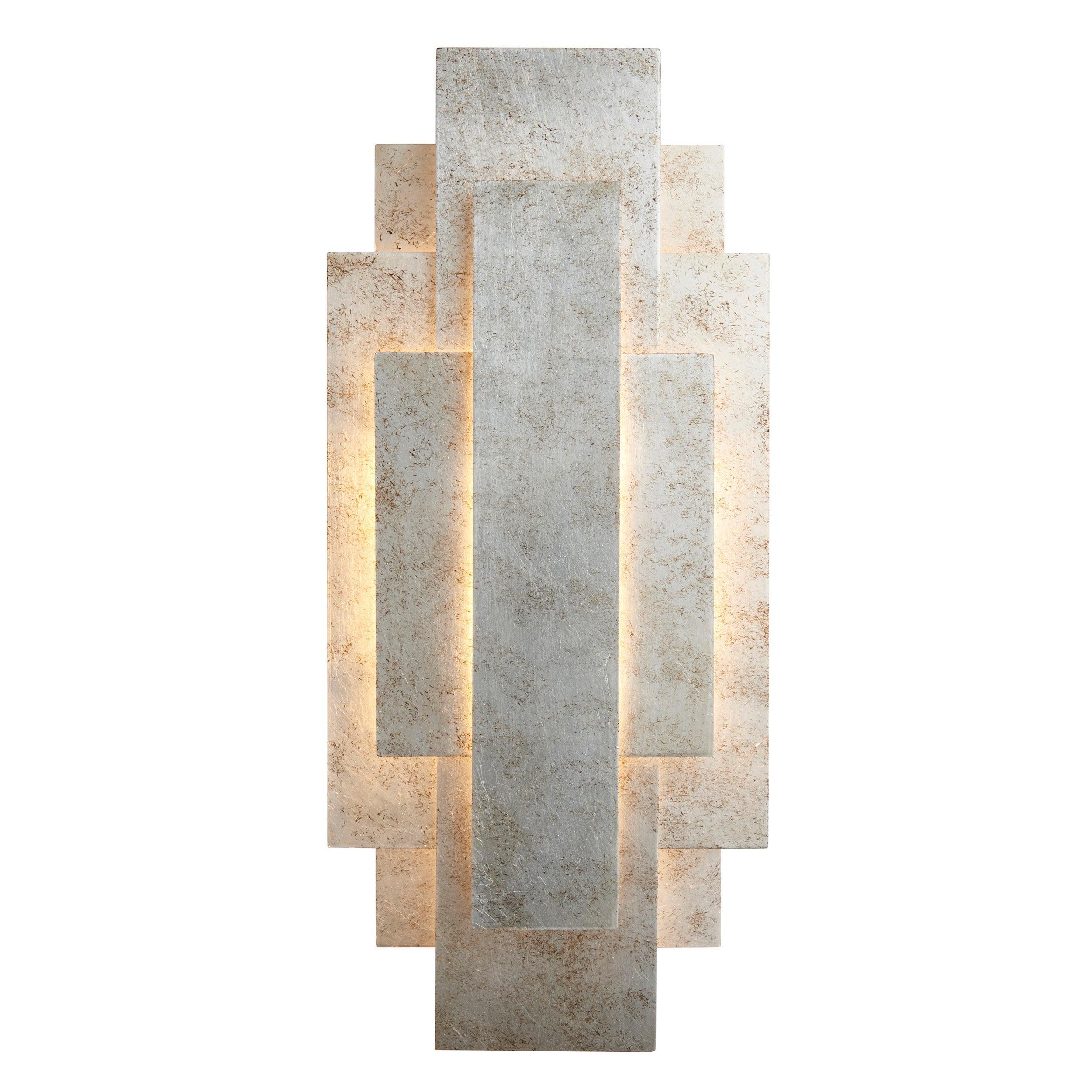 Antwerp Rectangular Silver Art Deco Wall Light-OPEN-BOX-50-040626