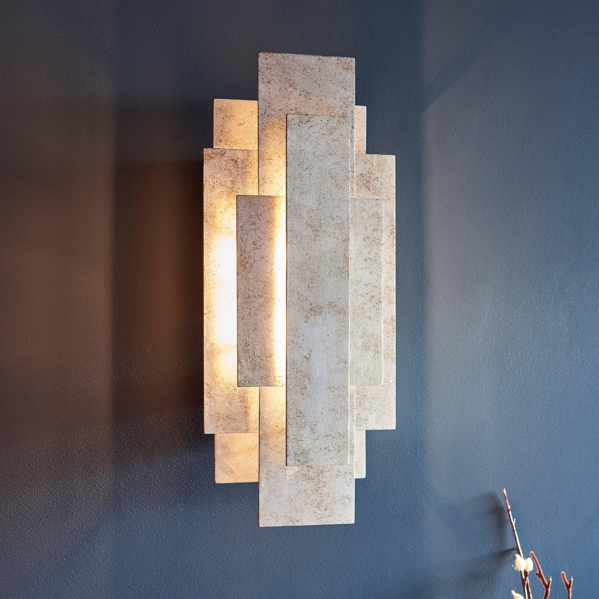 Antwerp Rectangular Silver Art Deco Wall Light-OPEN-BOX-BSL-200826