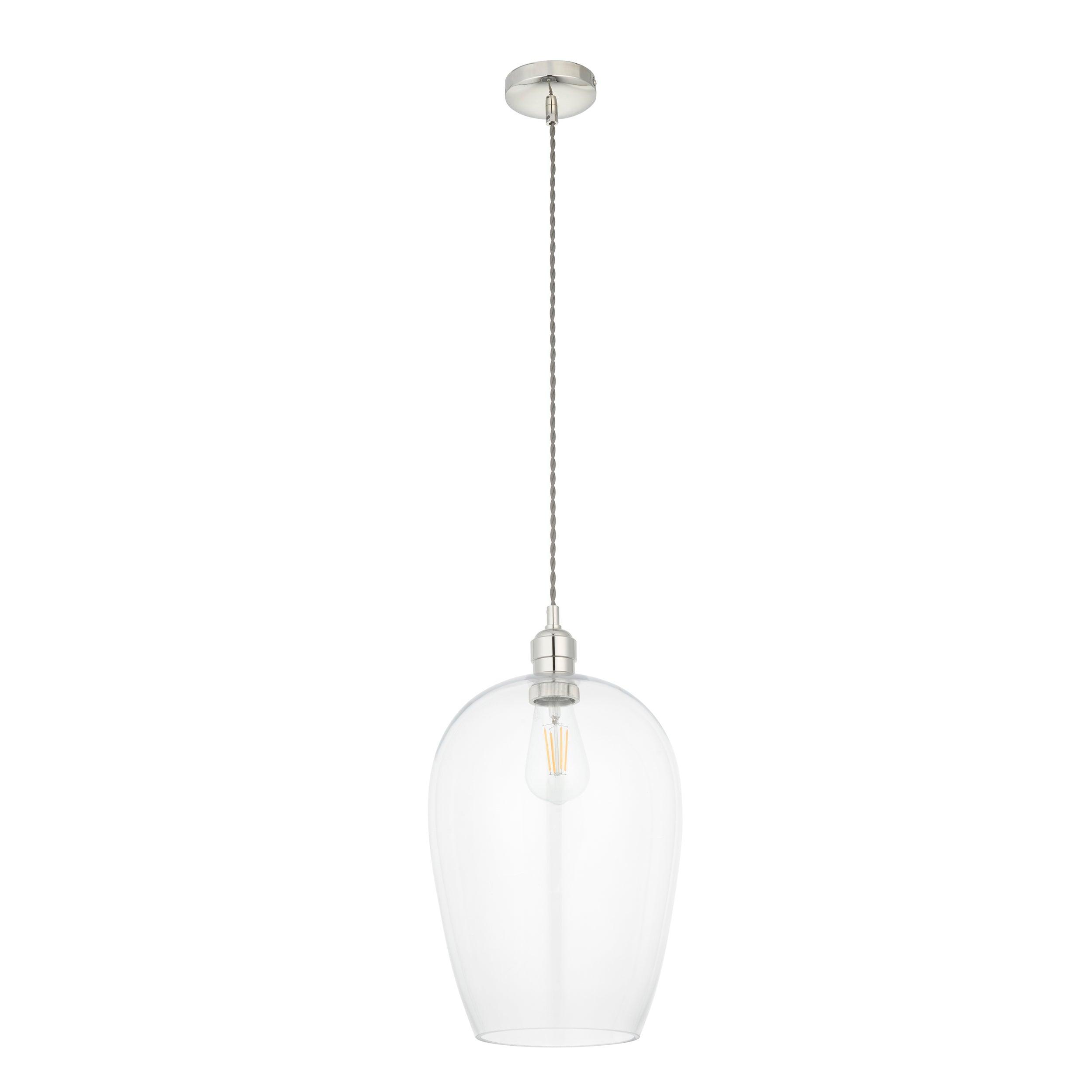 Island Large Nickel & Glass Shade Art Deco Pendant Light-OPEN-BOX-50-160426