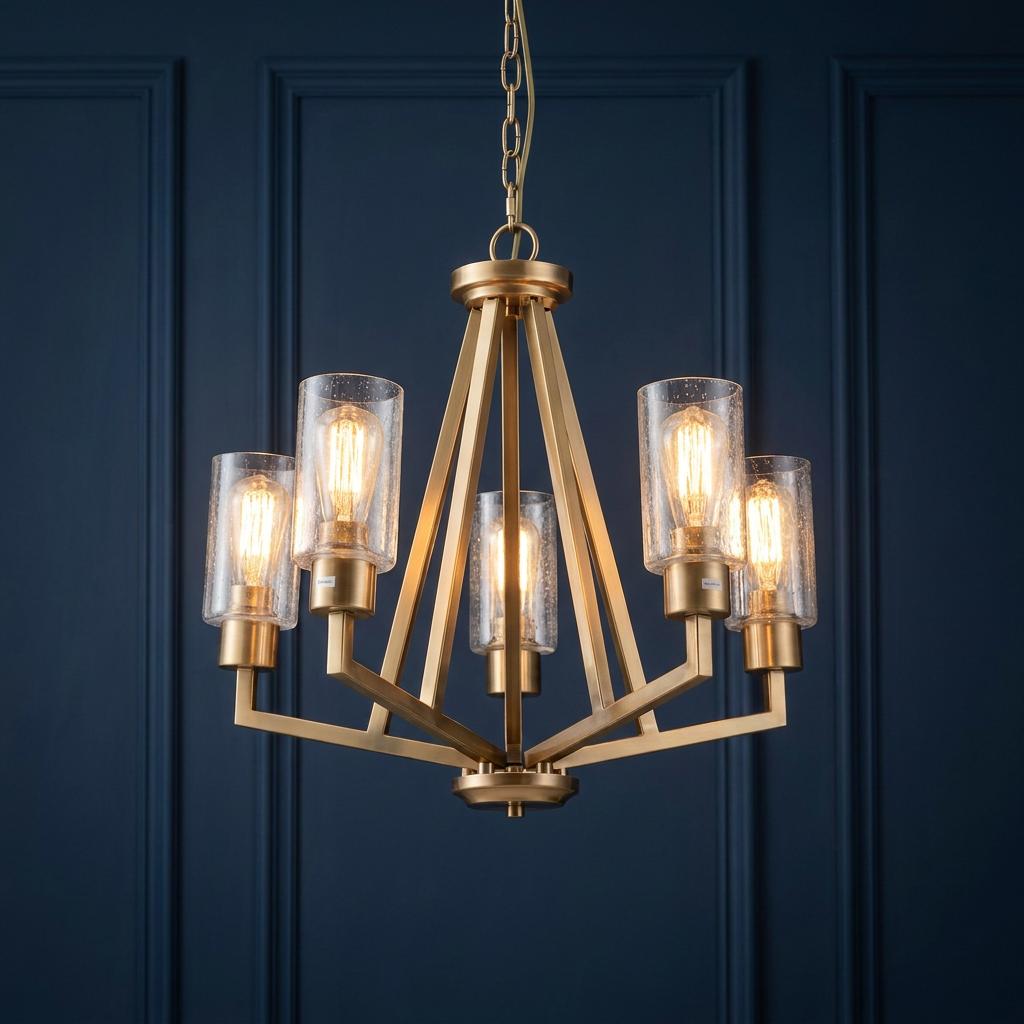 Deryn 5 Light Brass Chandelier-warehouse-clearance-270826