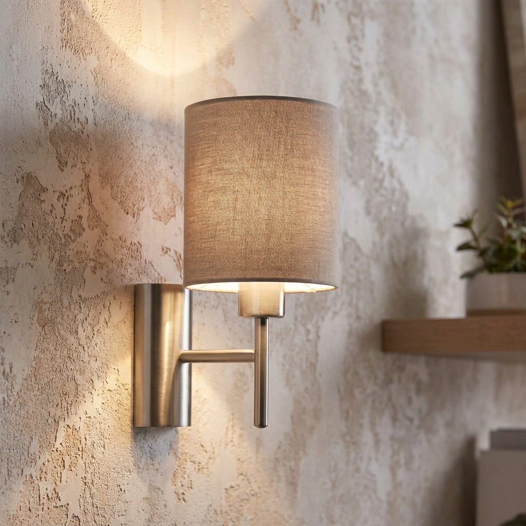 Eglo Pasteri Nickel Wall Light - Taupe Shade-warehouse-091026