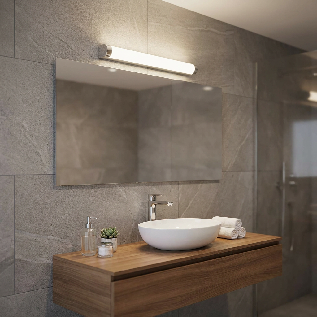 Tragacete Small Chrome Bathroom Mirror Light-OB-180926