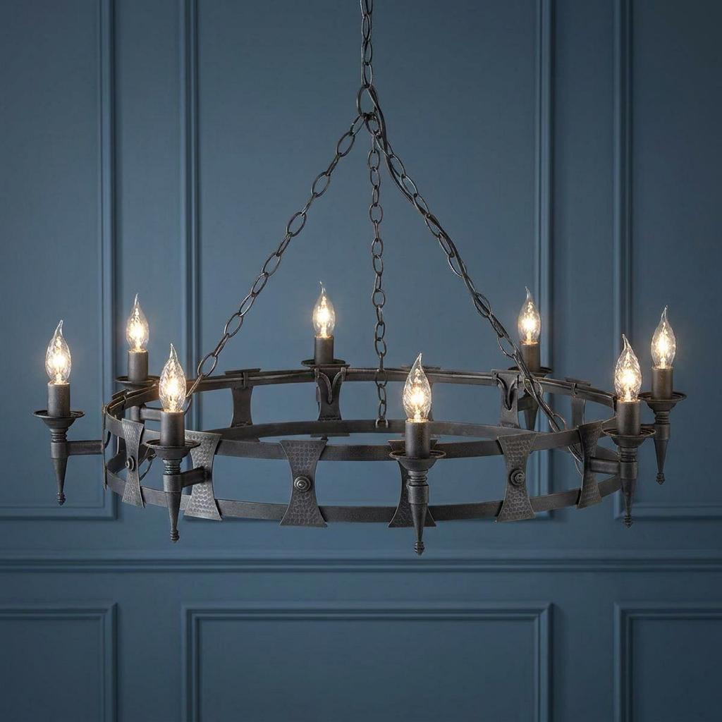 Elstead Lighting Saxon 8 Light Black/Silver Chandelier-OPEN-BOX-50-270826
