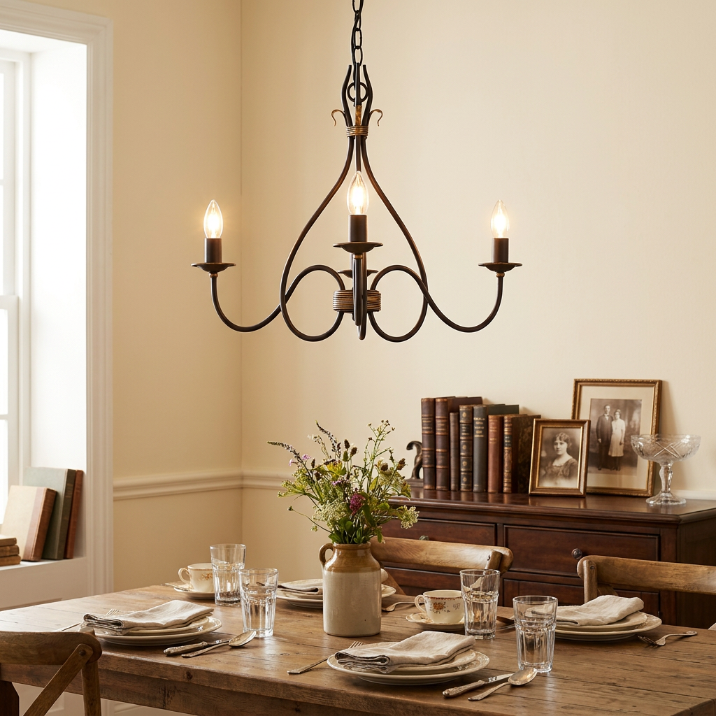 Elstead Lighting Windermere 3 Light Rust & Gold Chandelier-warehouse-180926
