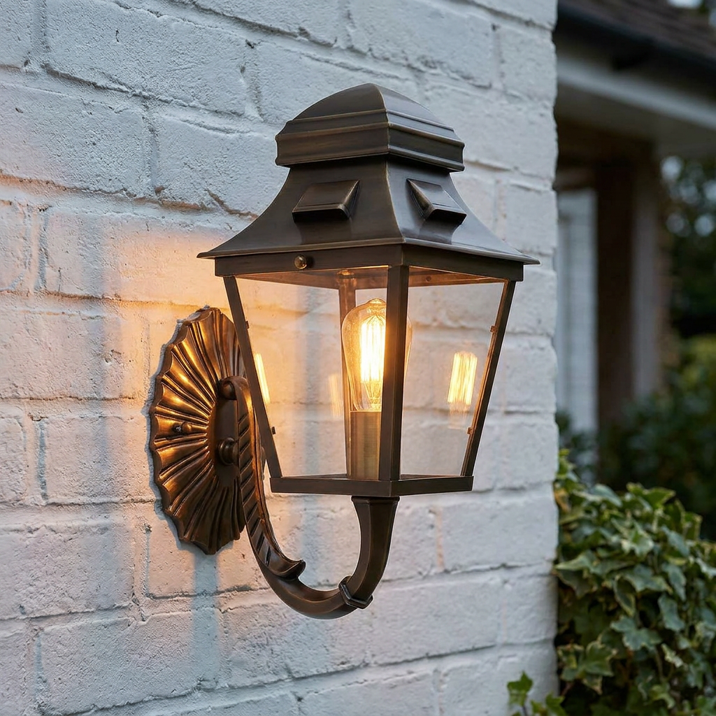 Elstead St Pauls Aged Brass Outdoor Wall Light-OB-180926