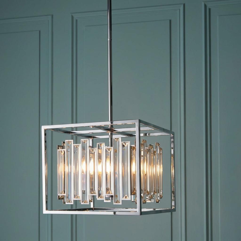 Endon Acadia 4 Light Chrome & Crystal Pendant Light-warehouse-180926