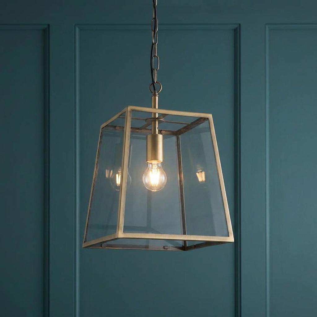 Endon Hurst 1 Light Antique Brass Ceiling Pendant-OPEN-BOX-BSL-270826