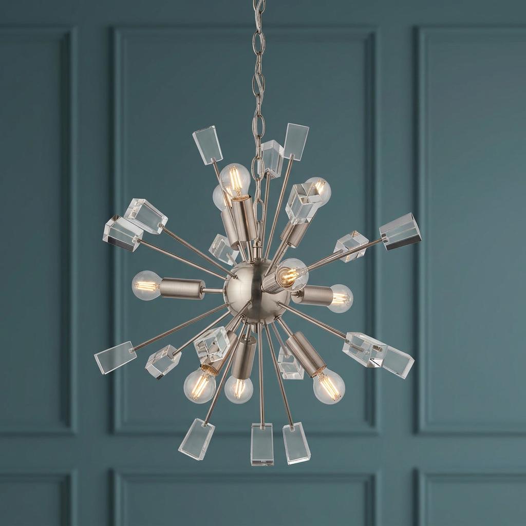 Endon Miro 9 Light Satin Nickel Pendant Ceiling Light-warehouse-180926