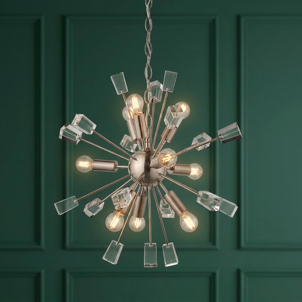 Endon Miro 9 Light Satin Nickel Pendant Ceiling Light-warehouse-180926