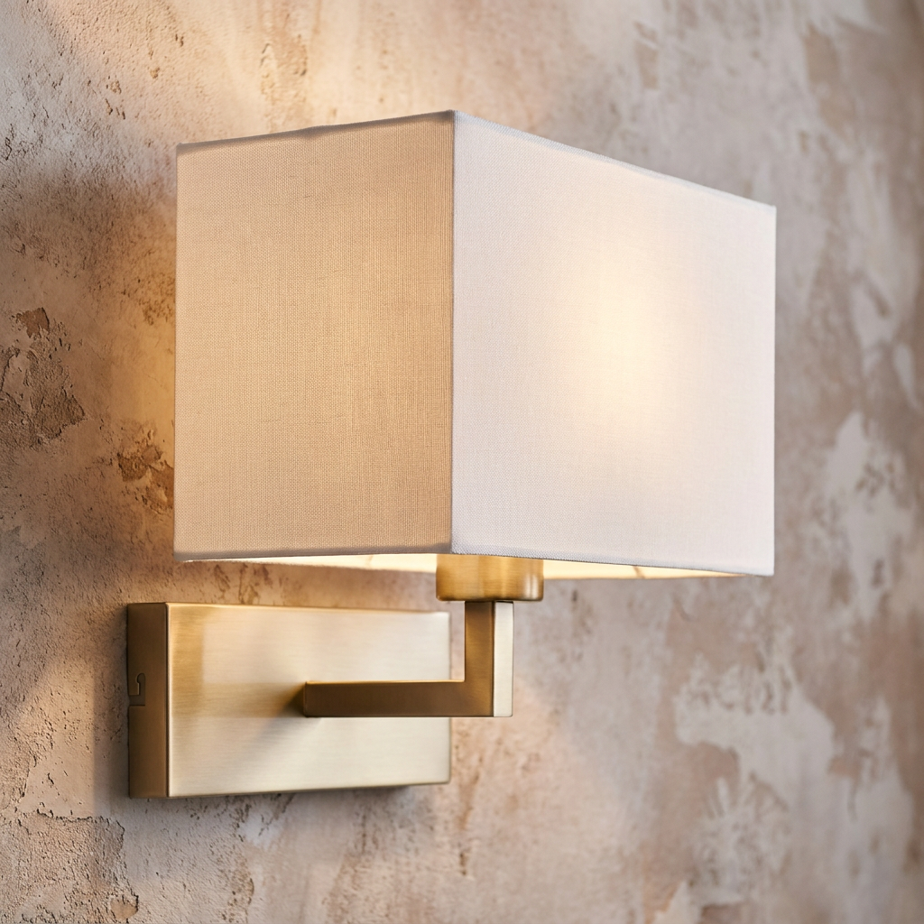 Endon Piccolo Satin Nickel Wall Light With White Shade-warehouse-180926