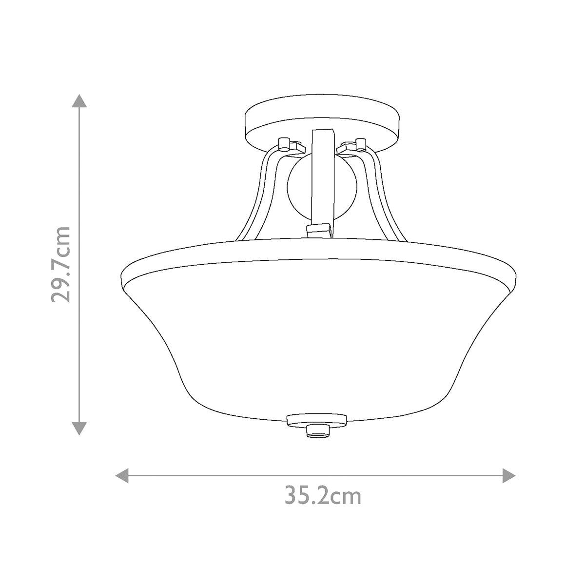 Feiss Evington 2 Light Semi-Flush Satin Nickel Ceiling Light