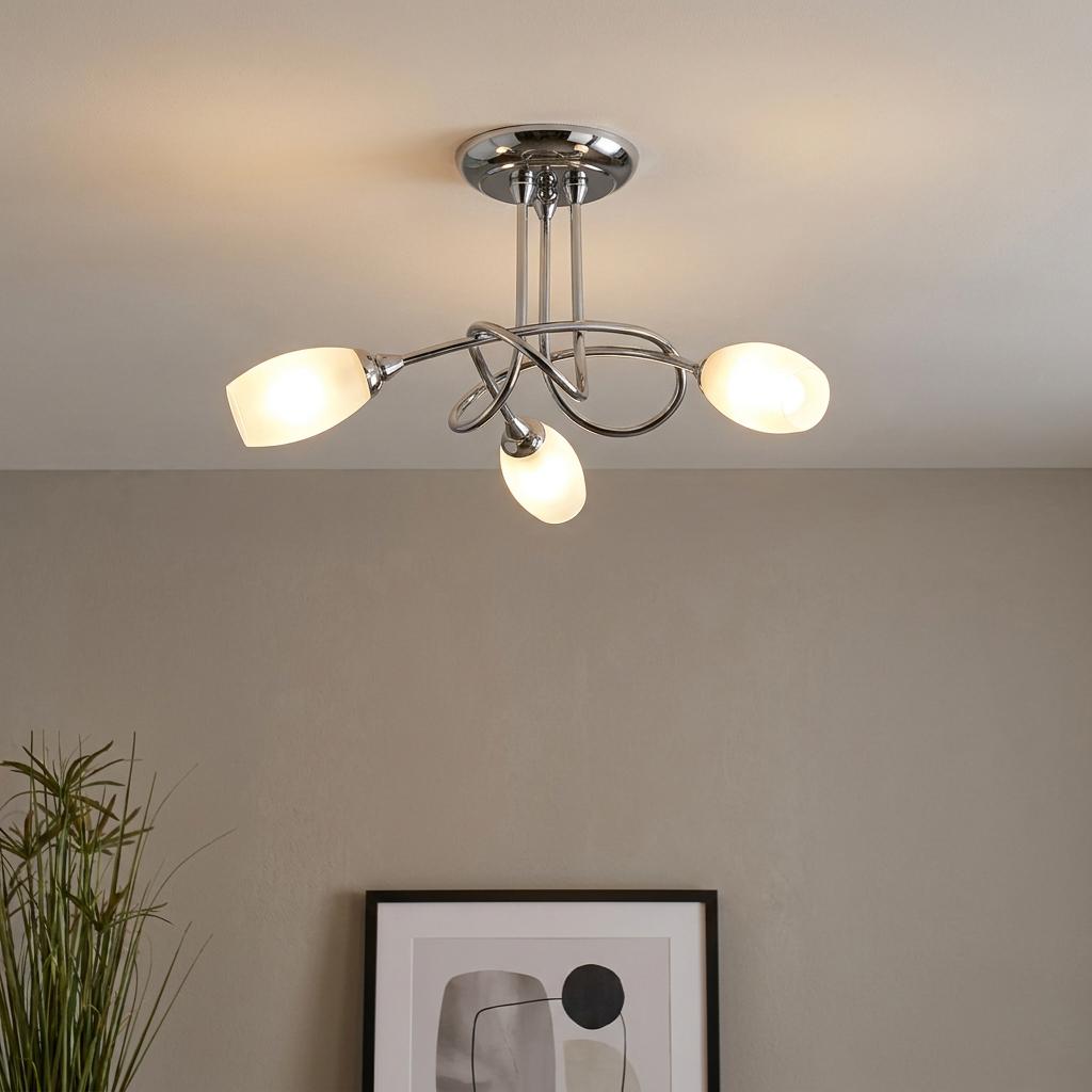 Oaks Tara 3 Light Chrome Semi Flush