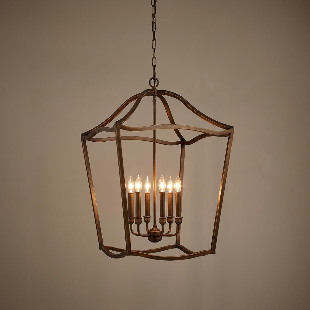 Feiss Yarmouth 6 Light Painted Aged Brass Ceiling Pendant-OPEN-BOX-50-04-09-26