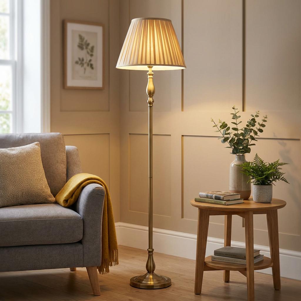 Flemish Brass Floor Lamp-warehouse-091026