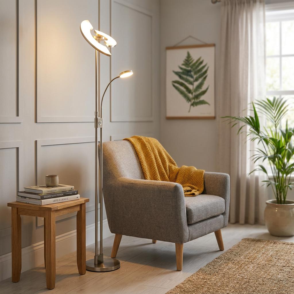 Gio Nickel & Chrome Mother & Child LED Floor Lamp-OB-180926