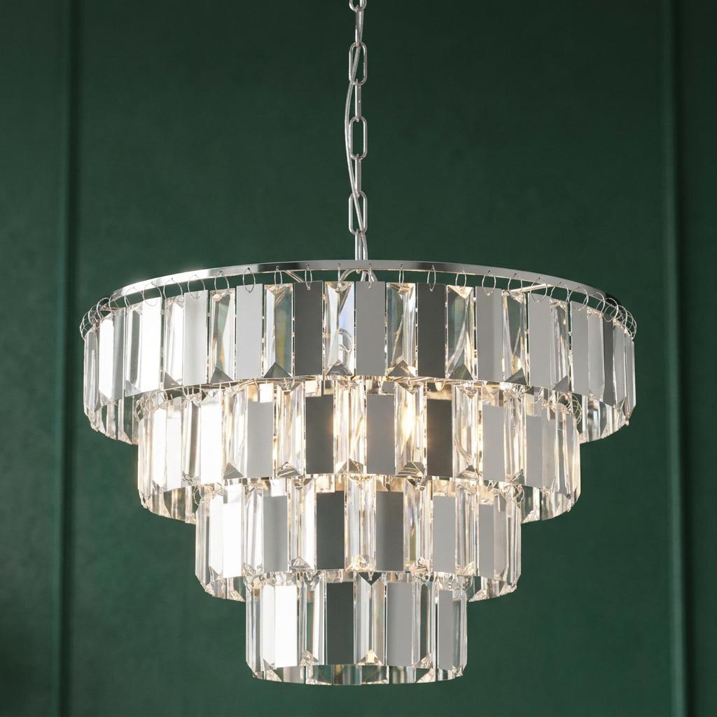 Eglo Erseka Crystal Glass & Chrome Ceiling Pendant - 48.5cm