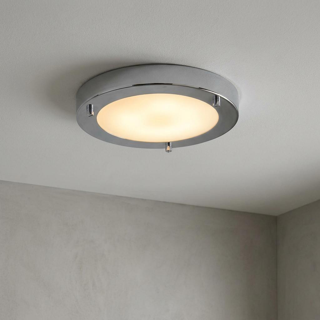 Oaks Rondo Small Flush Chrome Bathroom Ceiling Light IP44
