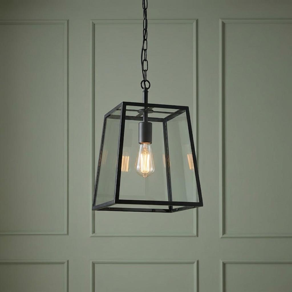 Hurst 1 Light Black Framed Clear Glass Ceiling Pendant-warehouse-180926