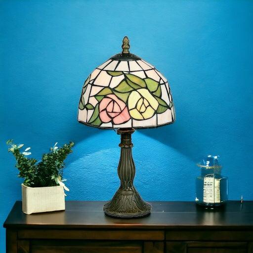 oaks tiffany pink yellow flower bedside lamp