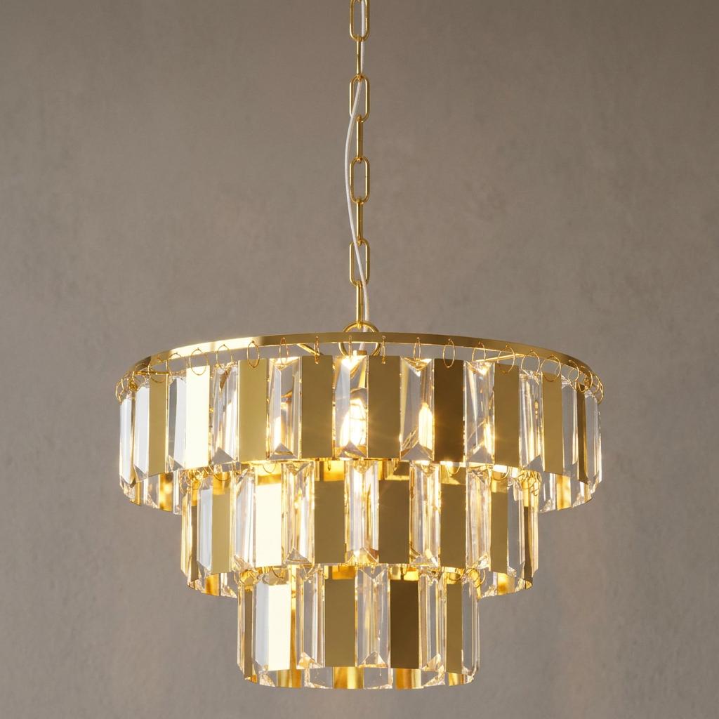 Eglo Erseka Crystal Glass & Brass Ceiling Pendant - 38.5cm
