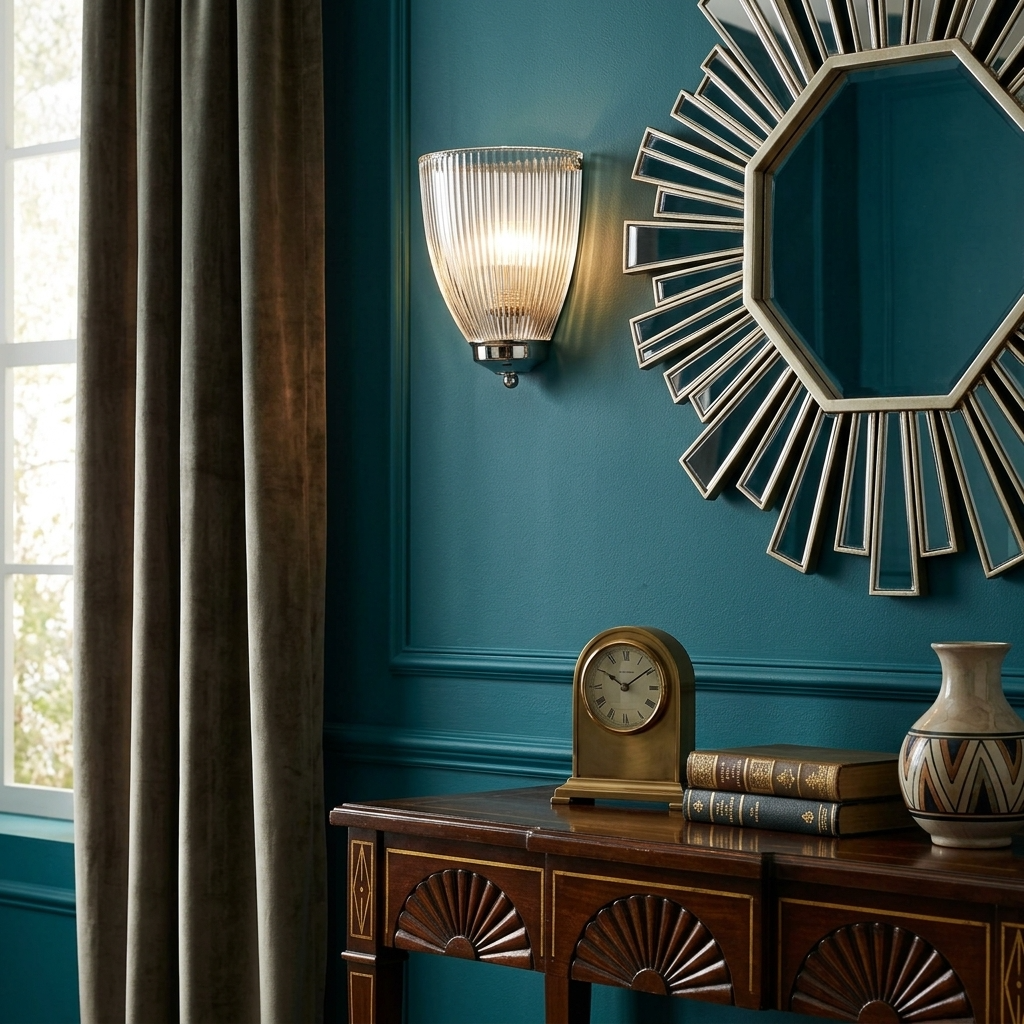 Elongated Prismatic Art Deco Flush Wall Light Kansa 270861